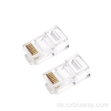 Hosell Unschirmes UTP 8p8c 3U 15U 50U Gold plattiert Cat5e Cat 6 Kristallfarbe RJ45 Modularer Stecker